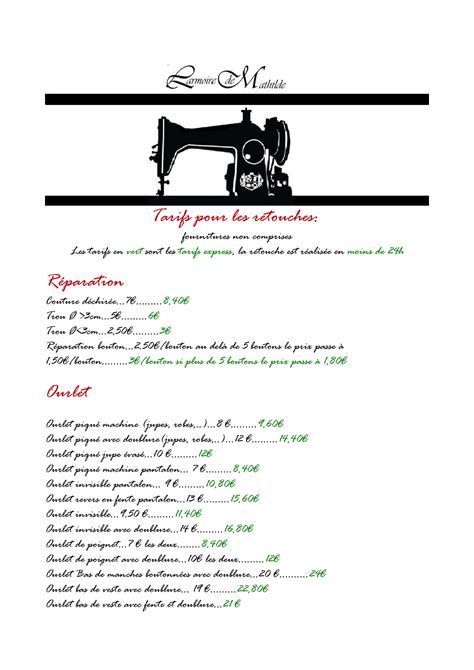 tarif horaire couturiere